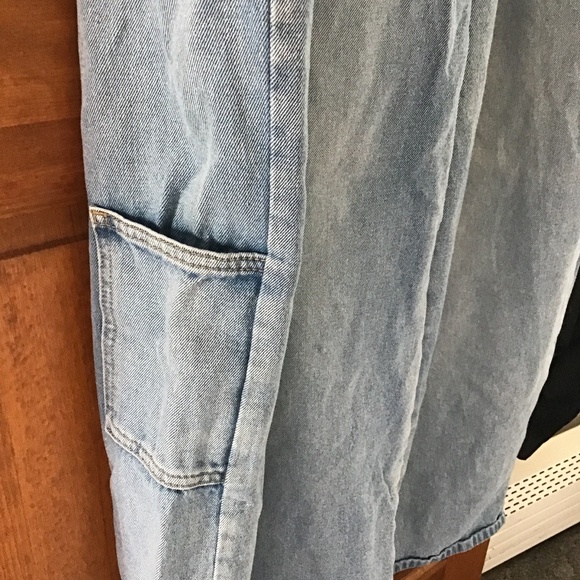 Cider Overalls Wm 1XL Wide Leg Lightwash Denim Jean One Piece Pocket Suspenders - Picture 4 of 7